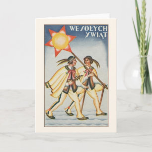 Vintage-Polnische Wesołych Świąt-Weihnachtskarte Feiertagskarte