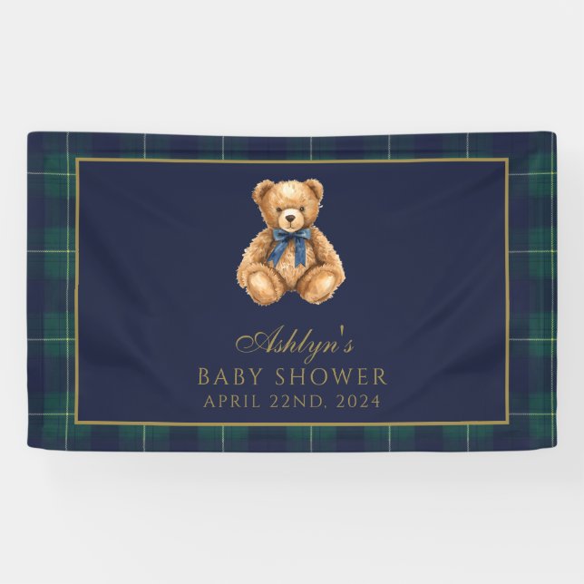 Vintage Polo Teddy Bear Baby Shower Banner (Horizontal)