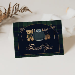 Vintage-Polo-Teddybär-Baby-Shower-Dankeskarten Dankeskarte