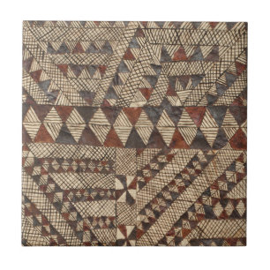 Vintage polynesische Tapa-Stoffmuster-Diamant  Fliese