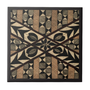 Vintage polynesische Tiki-Tapa-Muster-Blatt Fliese