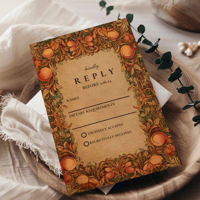 Vintage Pomegranate Art Nouveau Hochzeit RSVP Karte (Von Creator hochgeladen)