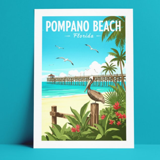 Vintage Pompano Beach Florida Postkarte (Von Creator hochgeladen)