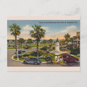 Vintage Ponce de Leon Monument Florida Postkarte