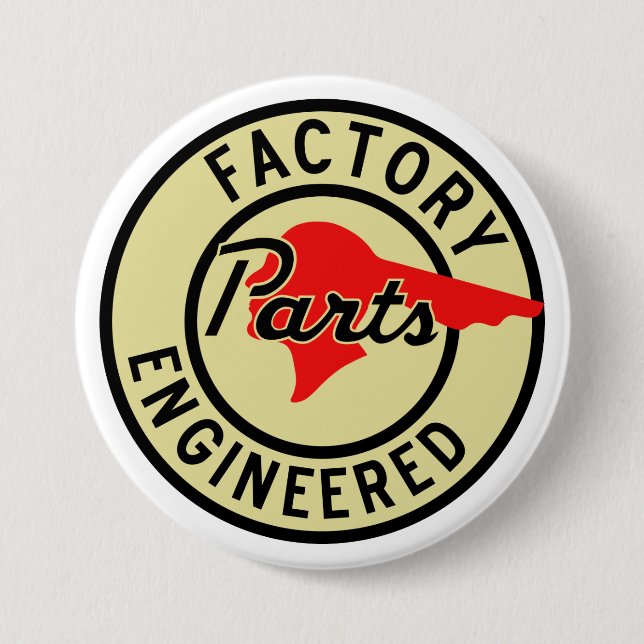 Vintage Pontiac-Fabrik zerteilt Zeichen Button (Vorderseite)