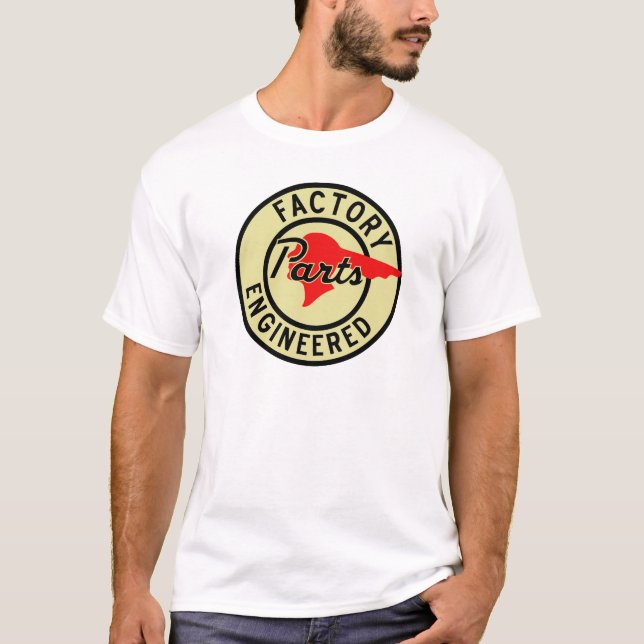 Vintage Pontiac-Fabrik zerteilt Zeichen T-Shirt (Vorderseite)