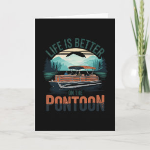 Vintage Pontoon Kapitän Pontoonboot Urlaub Sommer Karte