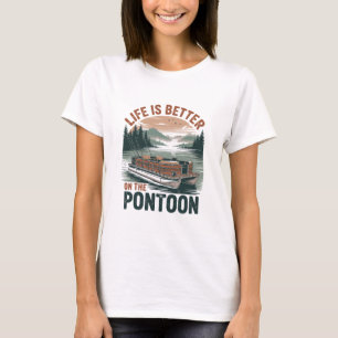 Vintage Pontoon Kapitän Pontoonboot Urlaub Sommer T-Shirt