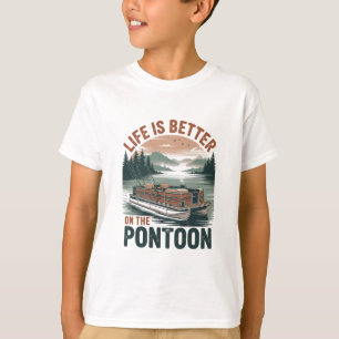 Vintage Pontoon Kapitän Pontoonboot Urlaub Sommer T-Shirt