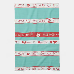 Vintage Pop Art Beste Mutter Liebesmuster Geschirrtuch