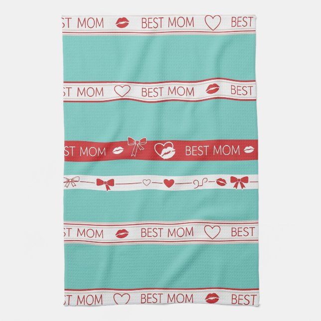 Vintage Pop Art Beste Mutter Liebesmuster Geschirrtuch (Vertikal)