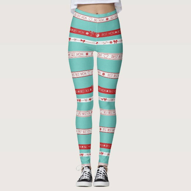 Vintage-Pop-Art-Beste-Mutter-Liebesmuster Leggings (Vorderseite)