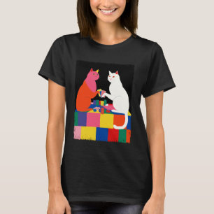 Vintage Pop-Art-Katzen beim Kartenspielen T-Shirt
