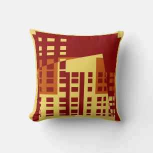 Vintage-Pop-Art-Kissen mit buntem Stadtmuster #2 Kissen