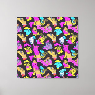 Vintage-Pop-Art-Muster-Stoff-Kunst-Design Leinwanddruck