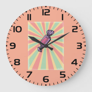 Vintage-Pop-Art-verpackte Süßigkeiten Große Wanduhr