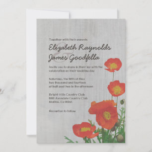 Vintage Poppies Hochzeitseinladungen Einladung