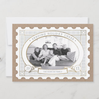 Vintage Porto Briefmarke Holiday Fotokarte Feiertagskarte