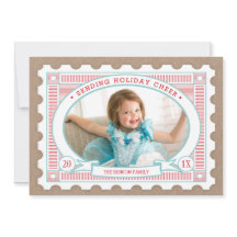 Vintage Porto Briefmarke Holiday Fotokarte