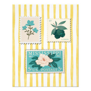 Vintage Porto Briefmarke Küche Drucken Retro Blu Fotodruck