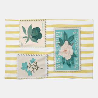 Vintage Porto Briefmarke Küche Drucken | Retro Blu Geschirrtuch
