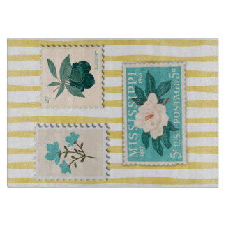 Vintage Porto Briefmarke Küche Drucken | Retro Blu Schneidebrett