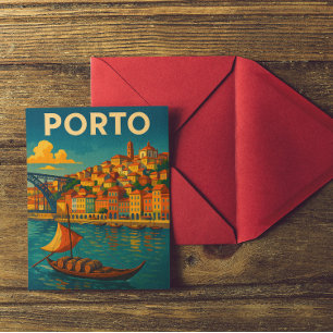 Vintage Porto Portugal Reisen Postkarte
