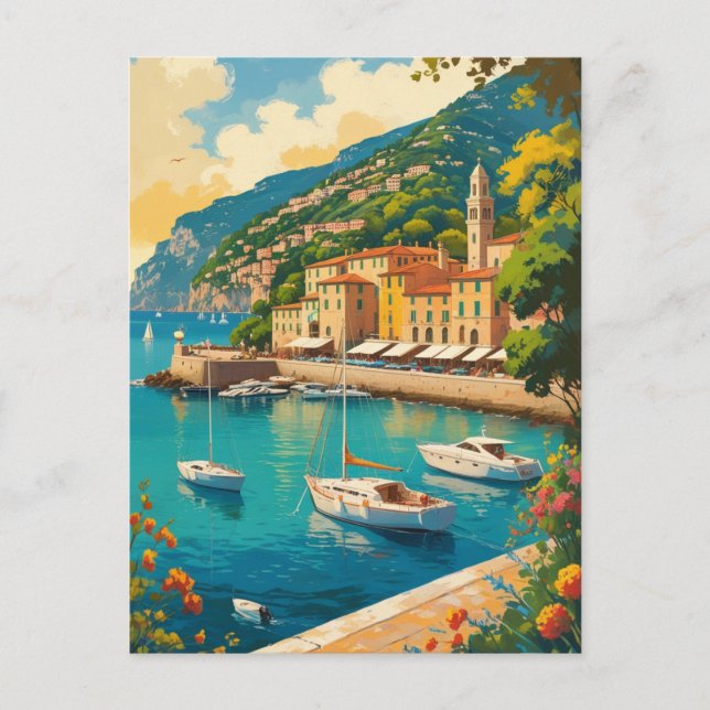 Vintage Portofino Genova Italy Einladungspostkarte (Vorderseite)