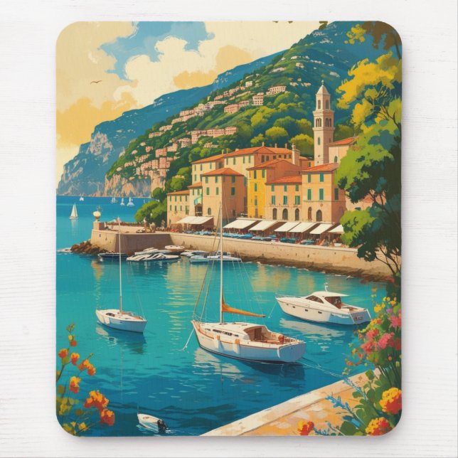 Vintage Portofino Genova Italy Mousepad (Vorne)