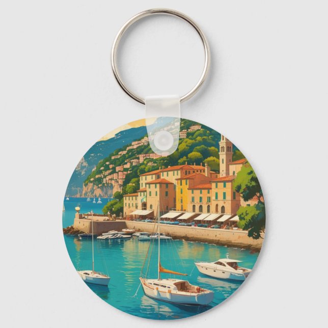 Vintage Portofino Genova Italy Schlüsselanhänger (Vorderseite)