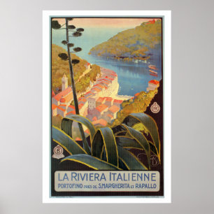 Vintage Portofino Italienische Riviera Reiseplakat Poster