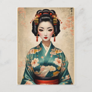 Vintage-Porträt einer japanischen Geisha Postkarte