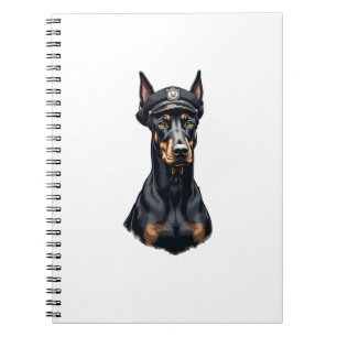 Vintage-Porträt eines Dobermann Polizeihundes Schw Notizblock