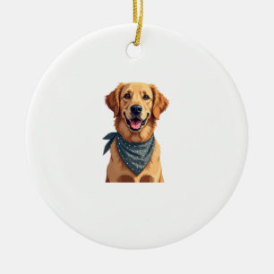 Vintage-Porträt eines Golden Retrievers mit farben Keramik Ornament