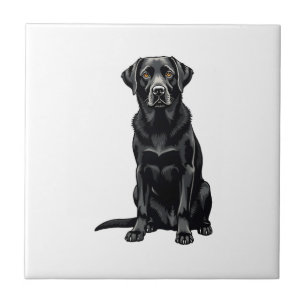 Vintage-Porträt eines schwarzen Labrador Retriever Fliese