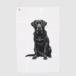 Vintage-Porträt eines schwarzen Labrador Retriever Golfhandtuch