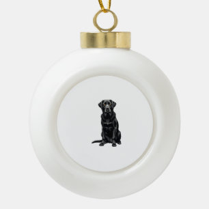 Vintage-Porträt eines schwarzen Labrador Retriever Keramik Kugel-Ornament
