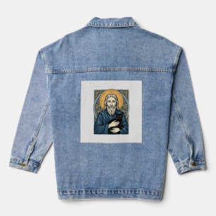 Vintage-Porträt-Vektor-Shirt-Design einer heiligen Jeansjacke