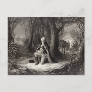 Vintage-Porträt von George Washington beim Gebet Postkarte