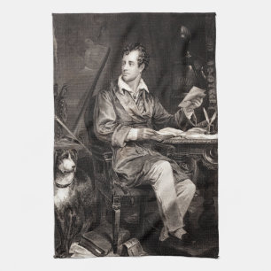 Vintage-Porträt von Lord Byron aus dem 19. Jahrhun Handtuch