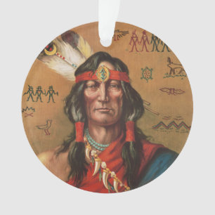 Vintage Porträtkunst indianischer Häuptlinge Ornament