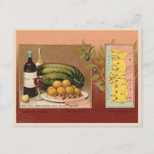 Vintage Portugal 1880er Jahre mit Karte und Obst