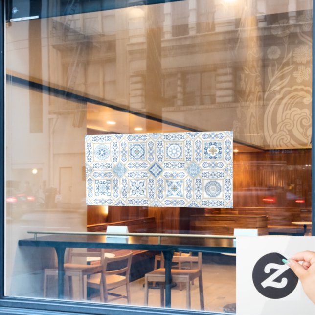 Vintage Portugal Azulejo traditional Fensteraufkleber (Café-Fenster)