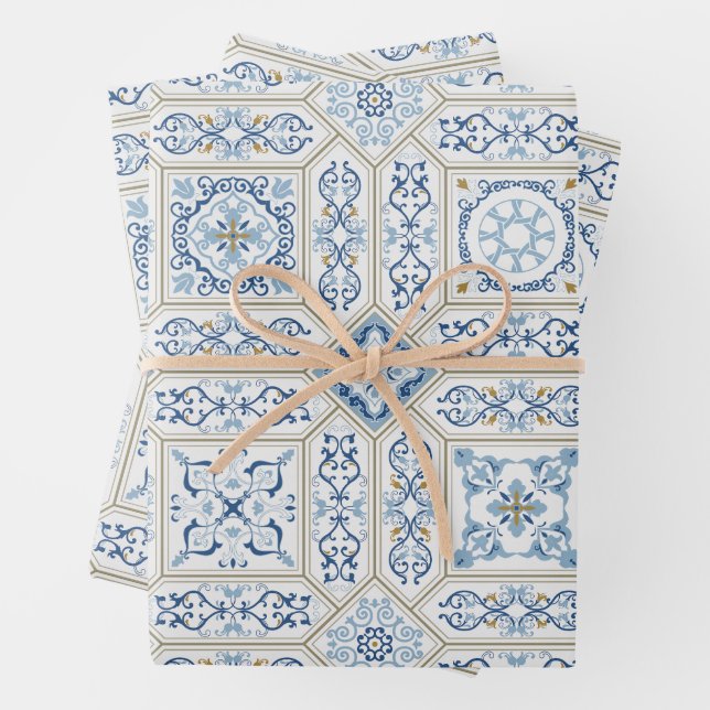 Vintage Portugal Azulejo traditional Geschenkpapier Set (Beispiel)