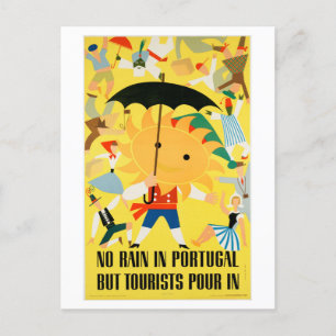 Vintage Portugal Sonnenschein-Reiseplakat Postkarte