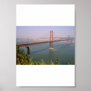 Vintage Portugal, Tejo-Fluss-Brücke Lissabon Poster