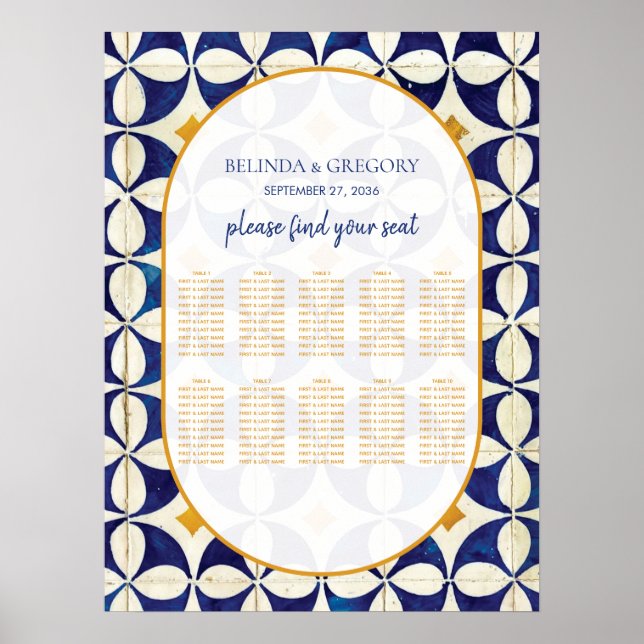 Vintage portugiesische Hochzeitstabelle Poster (Vorne)