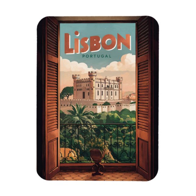 Vintage portugiesische Reise in Lissabon, Geschenk Magnet (Vertikal)