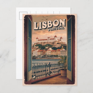 Vintage portugiesische Reisegeschenke mit Balkon A Postkarte