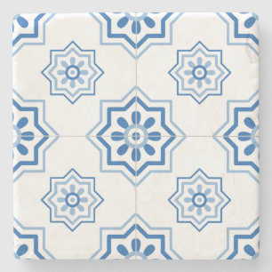 Vintage-Portugiesisches Azulejo-BLAU-Fliesenmuster Steinuntersetzer